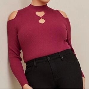 Torrid Ribbed Knit Cold Shoulder Top NEW 1 1X 14-16